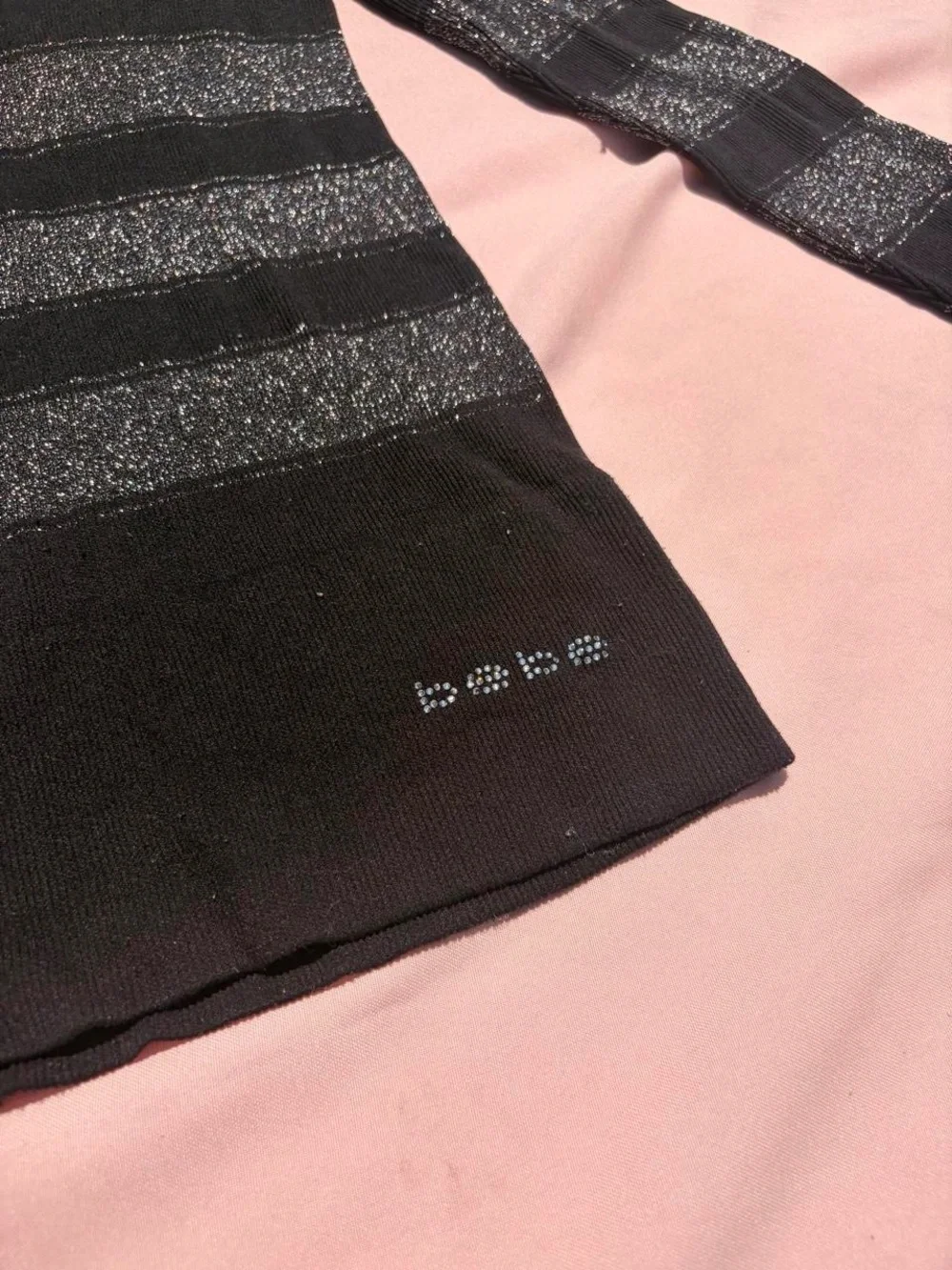 Y2K Black & Silver Striped V-Neck Sweater
